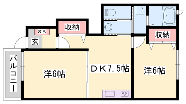 アウローラA 102｜兵庫県加古川市尾上町池田(賃貸アパート2DK・1階・44.82㎡)の写真 その2