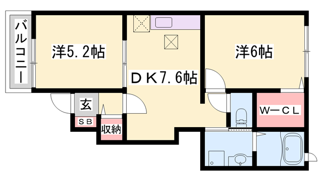 ウッズスクエアーＢ 103｜兵庫県多可郡多可町中区安楽田(賃貸アパート2DK・1階・42.98㎡)の写真 その2